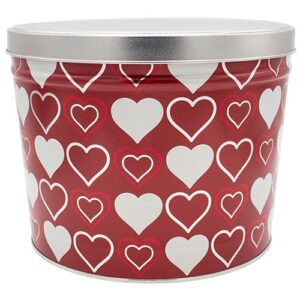 2 Gallon Hearts Popcorn Tin – Choose Up to 3 Flavors | Chocolate Caramel Gourmet Popcorn | Free Shipping | Pops Corn®