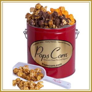 1 Gallon Signature Red Gift Popcorn Tin – Choose Up to 3 Flavors | Gourmet Popcorn Gift | Free Shipping | Pops Corn®
